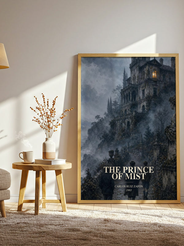 The Prince Of Mist watercolour print in frame leaning in hallway – young adult wall art