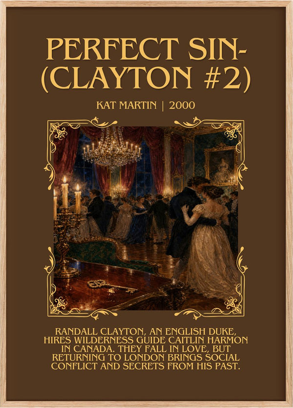 Perfect Sin- (Clayton #2) Minimalist Book Poster by Kat Martin