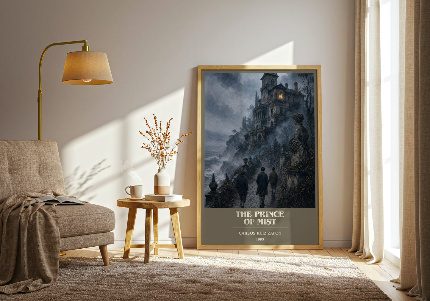 The Prince Of Mist book cover print on bookshelf – Carlos Ruiz Zafón fan gift
