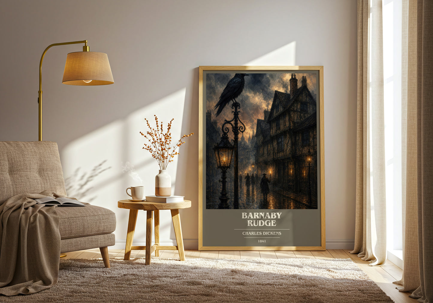 Barnaby Rudge book cover print on bookshelf – Charles Dickens fan gift