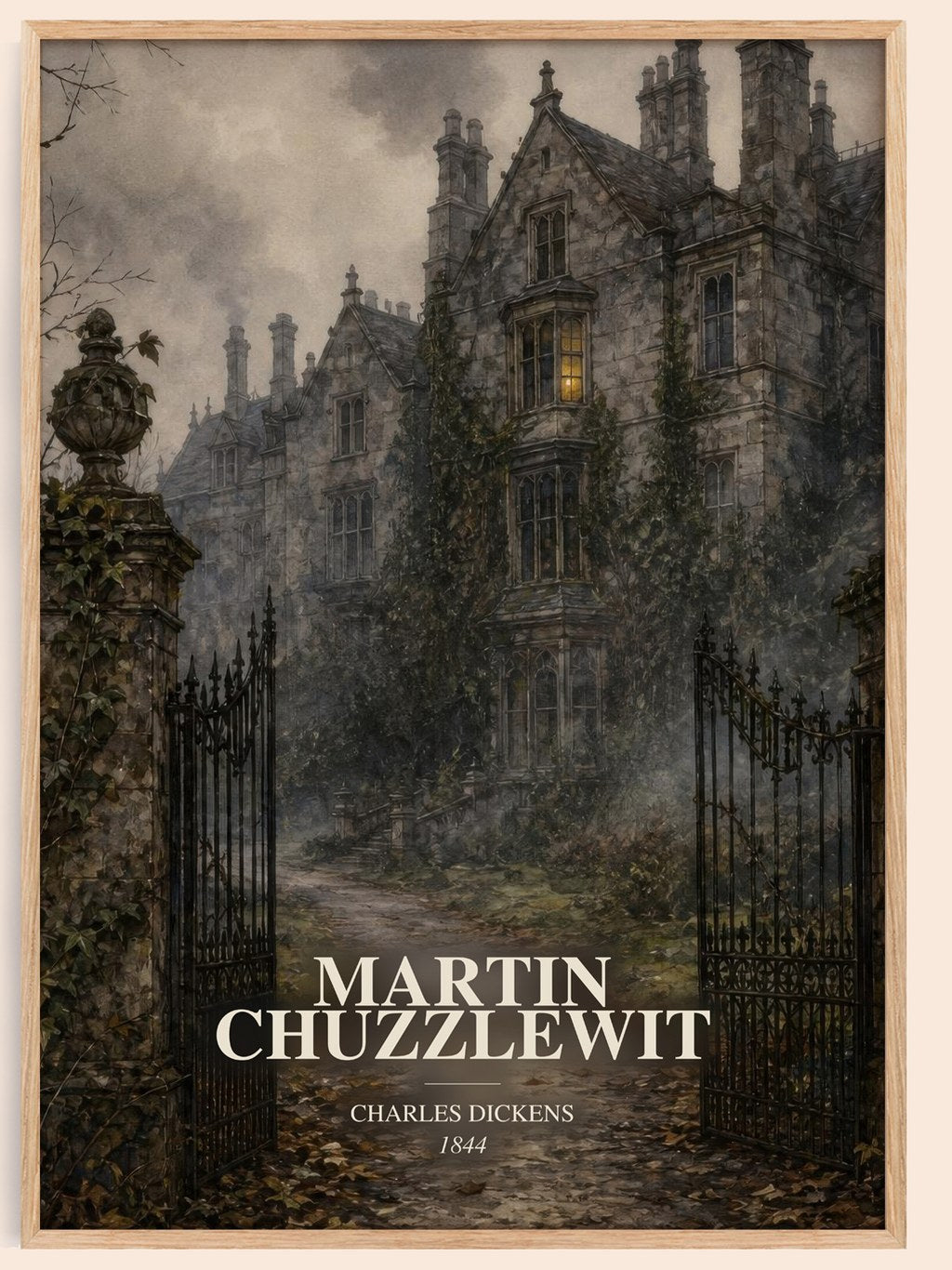 Martin Chuzzlewit watercolour book poster by Charles Dickens – framed literary art print