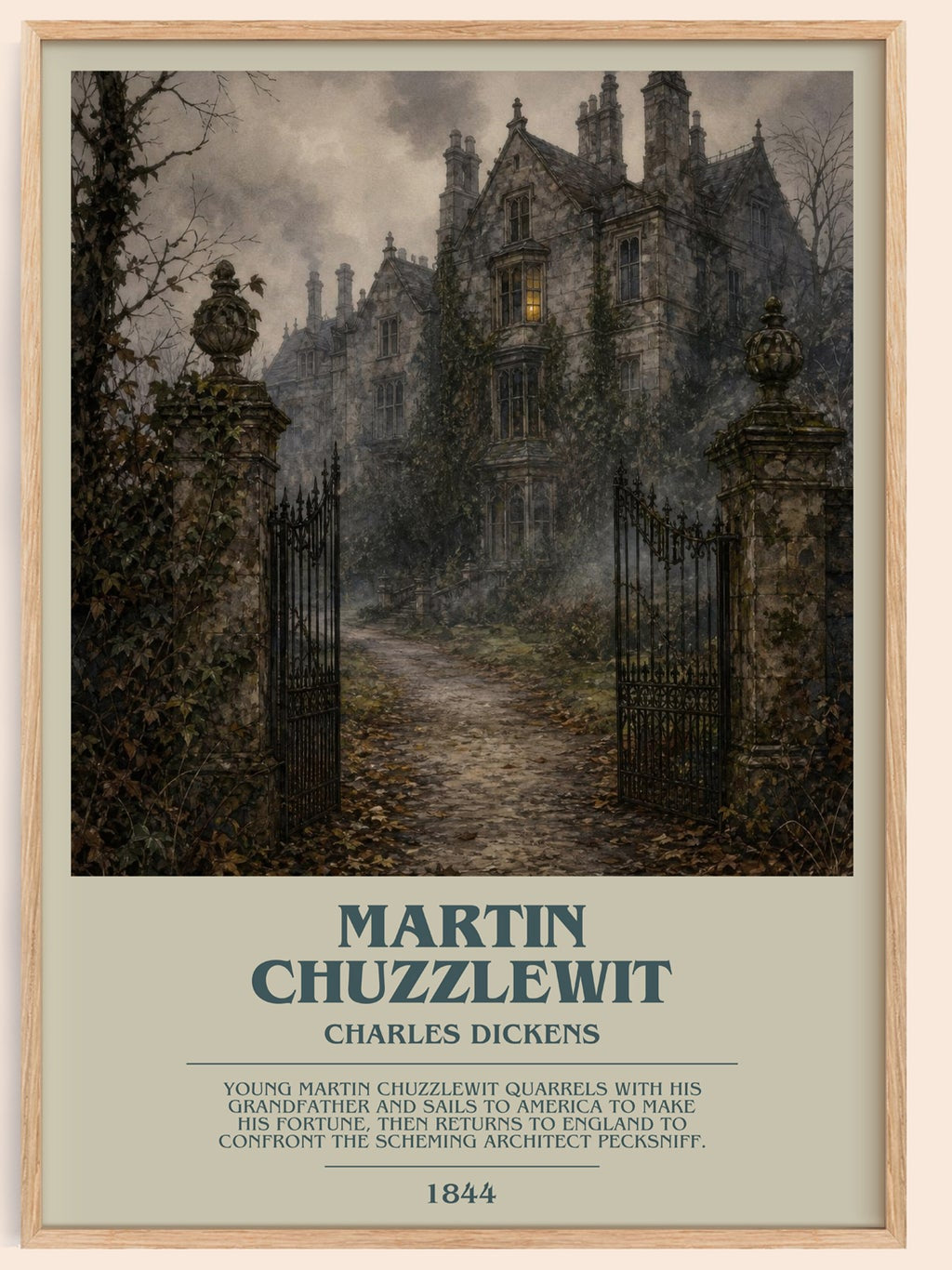 Martin Chuzzlewit bookish book poster by Charles Dickens – framed literary art print