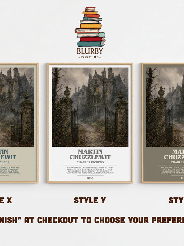 Martin Chuzzlewit bookish print in frame leaning in hallway – classic literature wall art