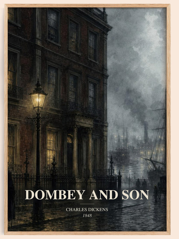 Dombey And Son watercolour book poster by Charles Dickens – framed literary art print