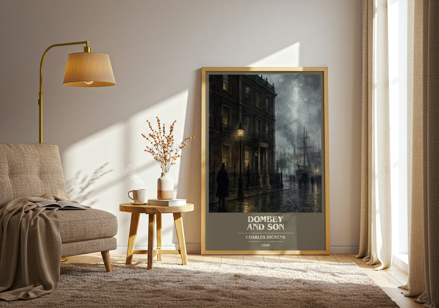 Dombey And Son book cover print on bookshelf – Charles Dickens fan gift