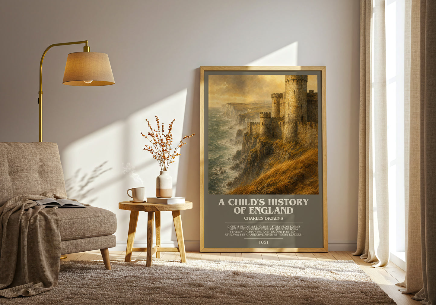 A Child'S History Of England bookish print on bookshelf – Charles Dickens fan gift