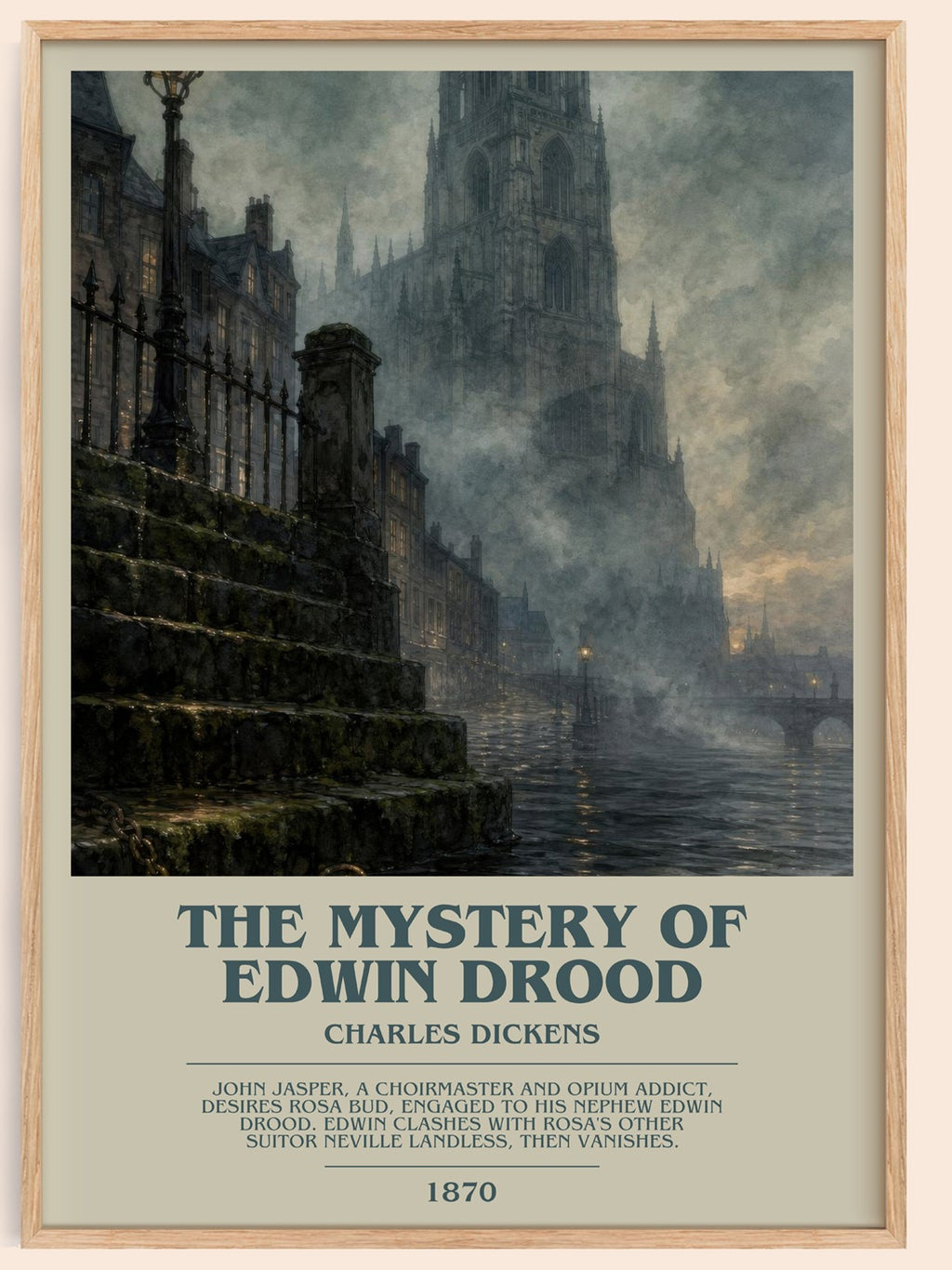 The Mystery Of Edwin Drood bookish book poster by Charles Dickens – framed literary art print
