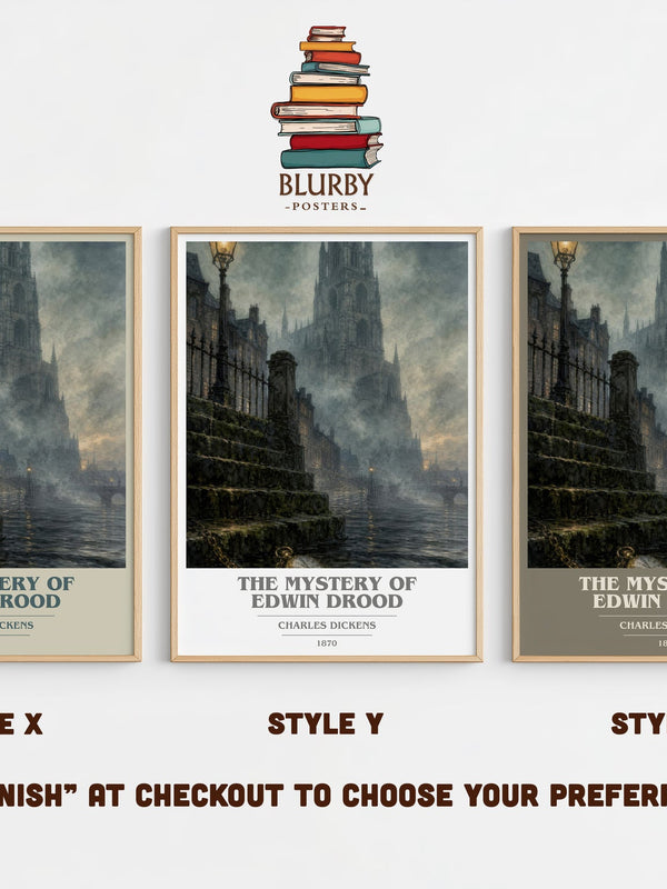 The Mystery Of Edwin Drood book cover print in frame leaning in hallway – mystery wall art