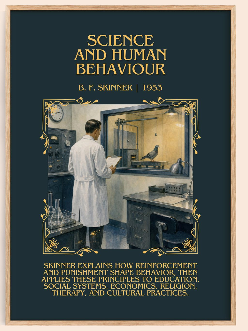 Science and human behaviour Minimalist Book Poster by B. F. Skinner – book poster