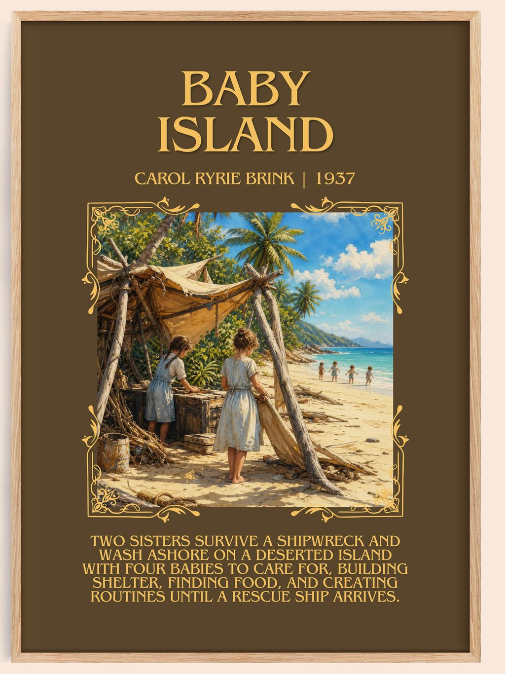 Baby Island Minimalist Book Poster by Carol Ryrie Brink – book poster