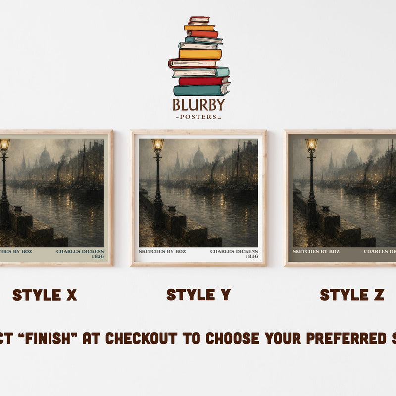 Sketches By Boz literary print in frame leaning in hallway – classic literature wall art