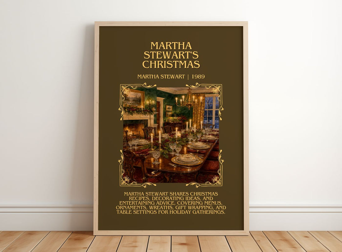 Martha Stewart's Christmas Minimalist Book Poster by Martha Stewart – framed print leaning on a wooden floor