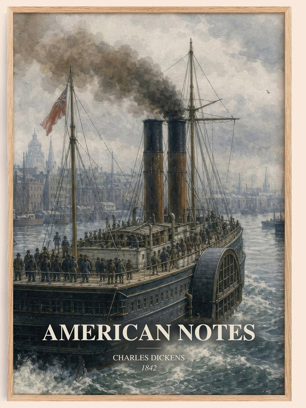 American Notes watercolour book poster by Charles Dickens – framed literary art print