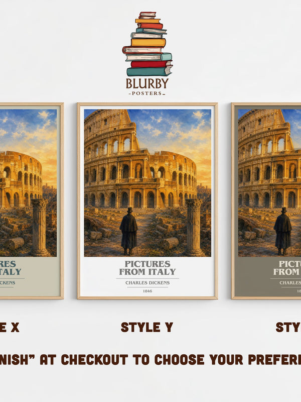 Pictures From Italy book cover print in frame leaning in hallway – non fiction wall art