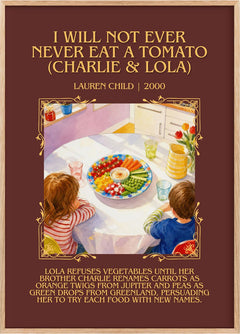 I Will Not Ever Never Eat a Tomato (Charlie & Lola) Minimalist Book Poster by Lauren Child