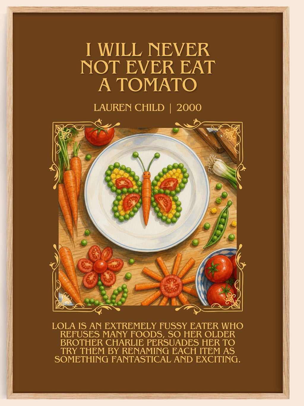 I will never not ever eat a tomato Minimalist Book Poster by L. Child – book poster