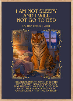 I Am Not Sleepy and I Will Not Go to Bed Minimalist Book Poster by Lauren Child