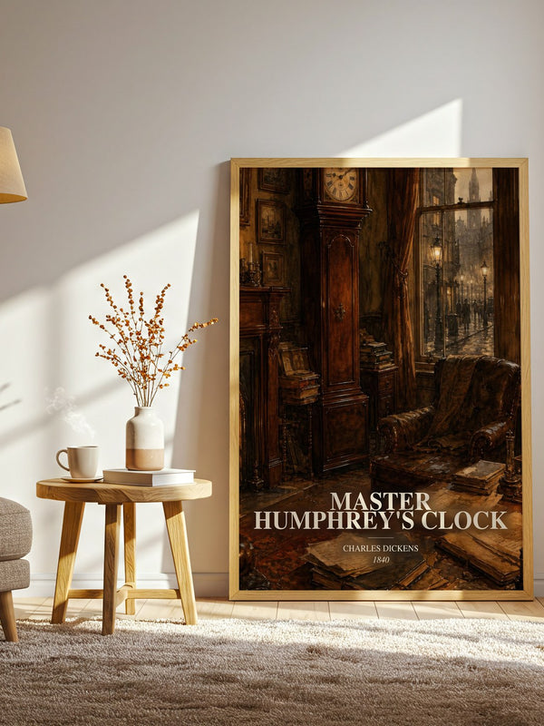 Master Humphrey'S Clock watercolour print in frame leaning in hallway – classic literature wall art