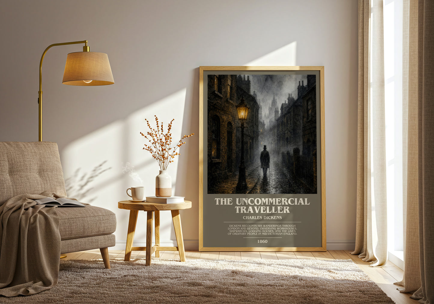 The Uncommercial Traveller bookish print on bookshelf – Charles Dickens fan gift