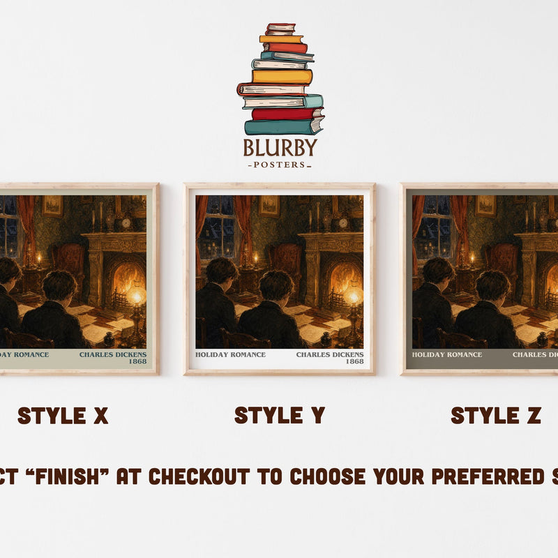 Holiday Romance literary print in frame leaning in hallway – classic literature wall art