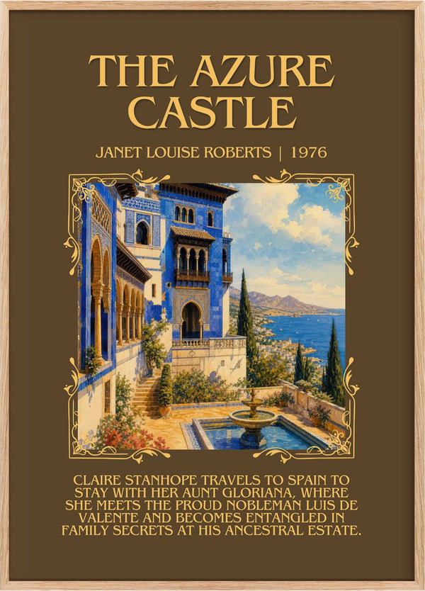 The Azure Castle Minimalist Book Poster by Janet Louise Roberts