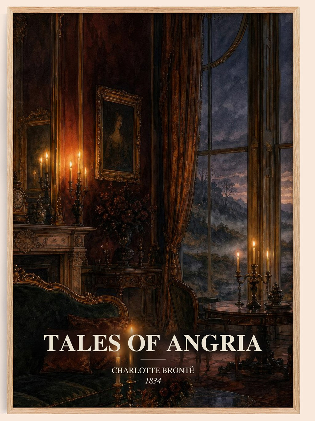 Tales Of Angria watercolour book poster by Charlotte Brontë – framed literary art print