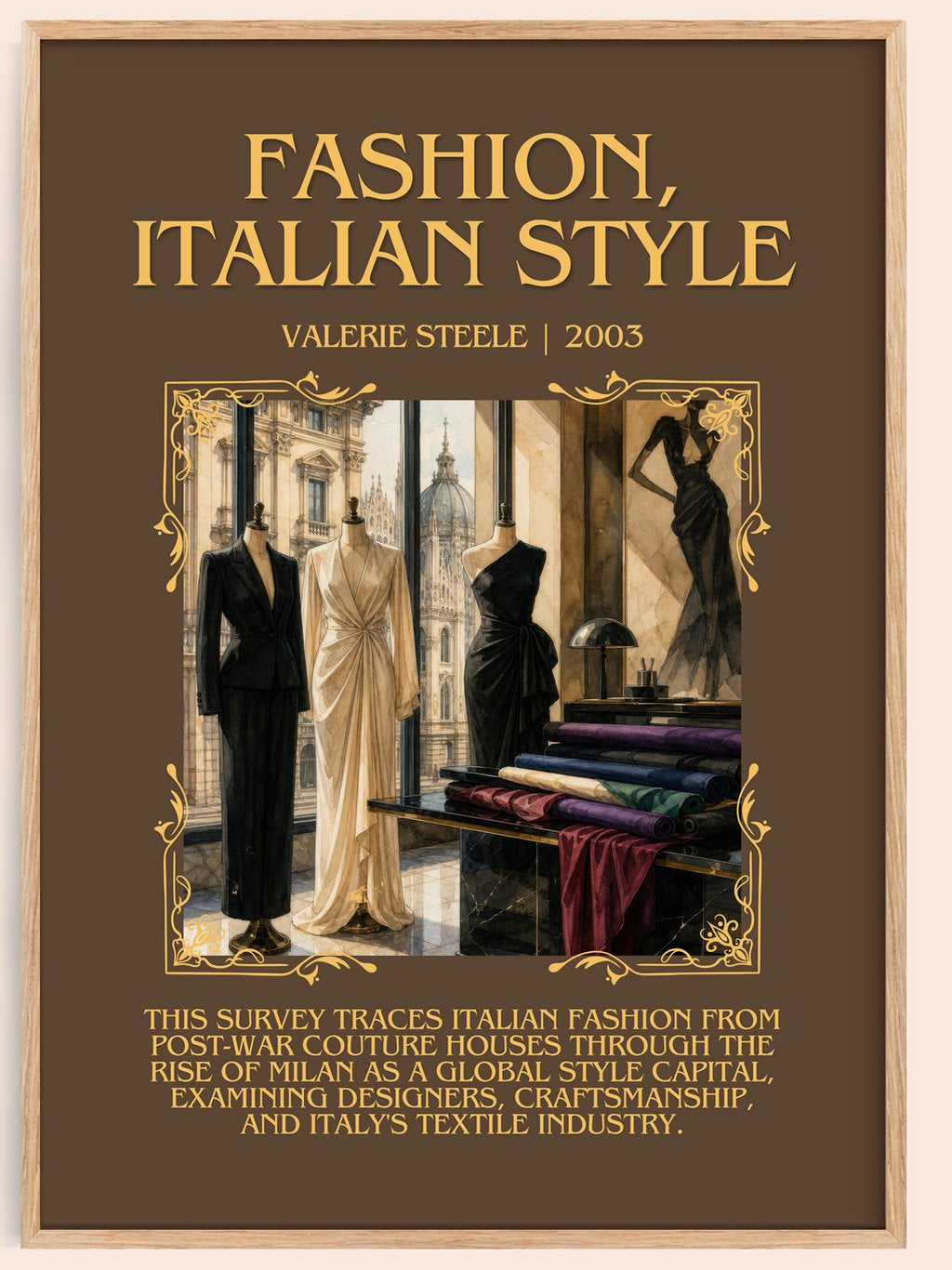 Fashion, Italian style Minimalist Book Poster by Valerie Steele – book poster