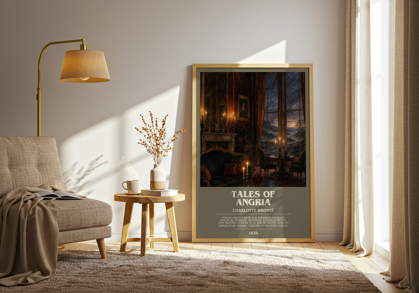 Tales Of Angria bookish print on bookshelf – Charlotte Brontë fan gift