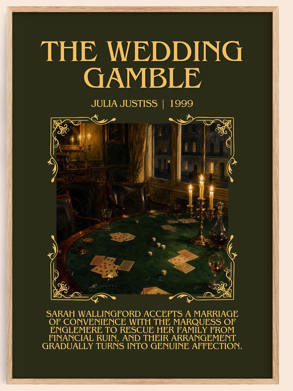 The Wedding Gamble Minimalist Book Poster by Julia Justiss – book poster