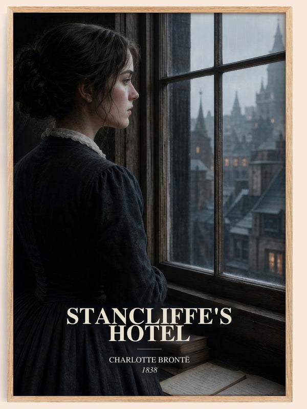 Stancliffe'S Hotel watercolour book poster by Charlotte Brontë – framed literary art print