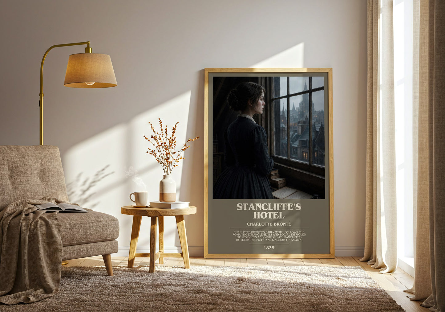 Stancliffe'S Hotel bookish print on bookshelf – Charlotte Brontë fan gift