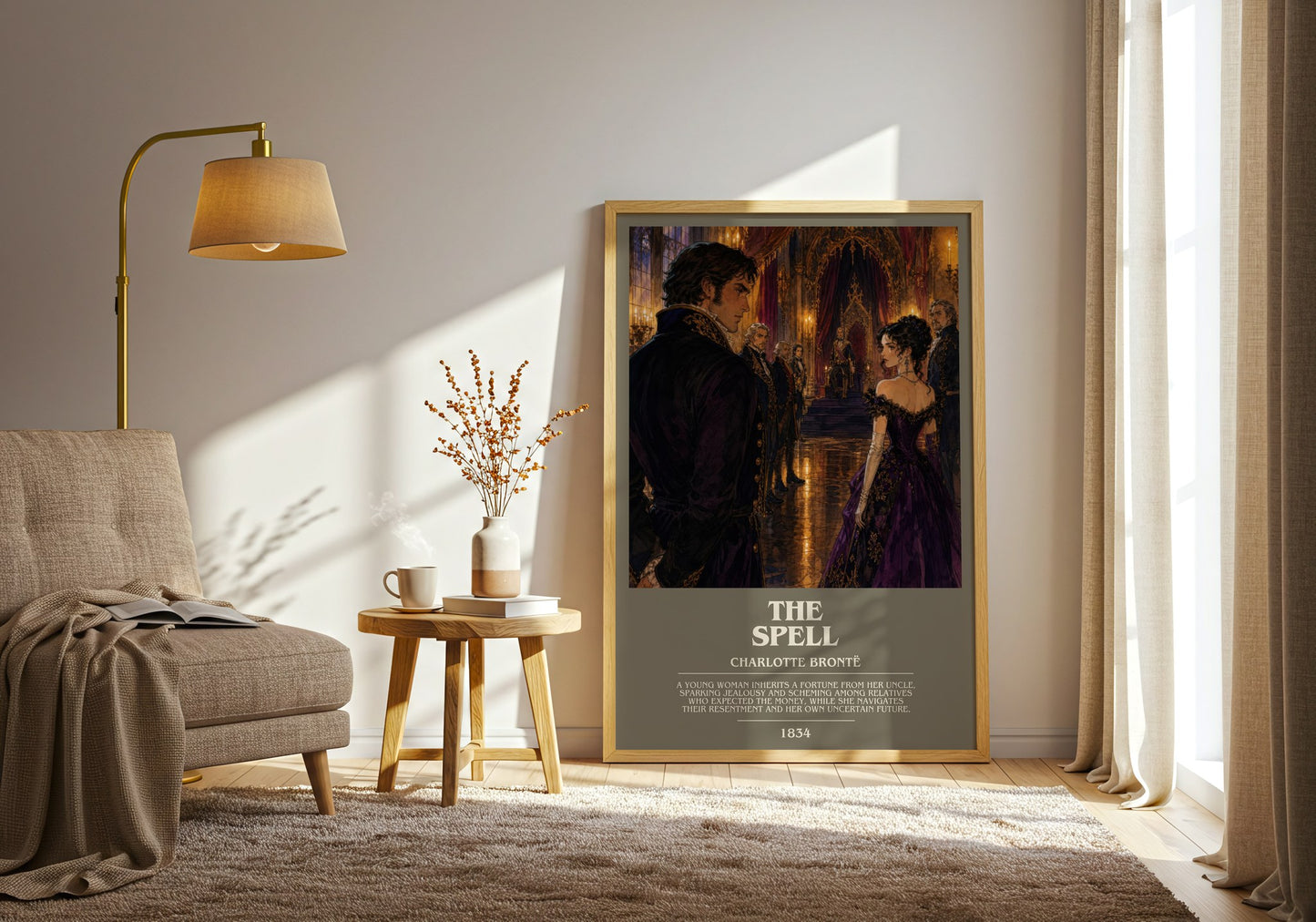 The Spell bookish print on bookshelf – Charlotte Brontë fan gift