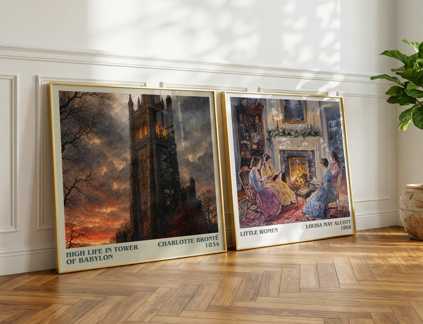 High Life In Tower Of Babylon literary print on bookshelf – Charlotte Brontë fan gift