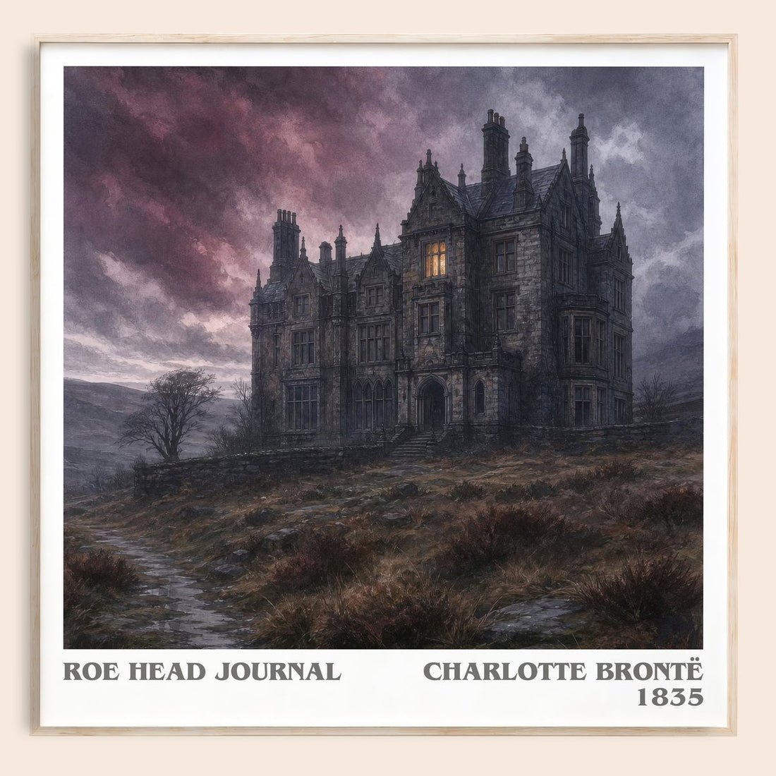 Roe Head Journal literary book poster by Charlotte Brontë – framed literary art print