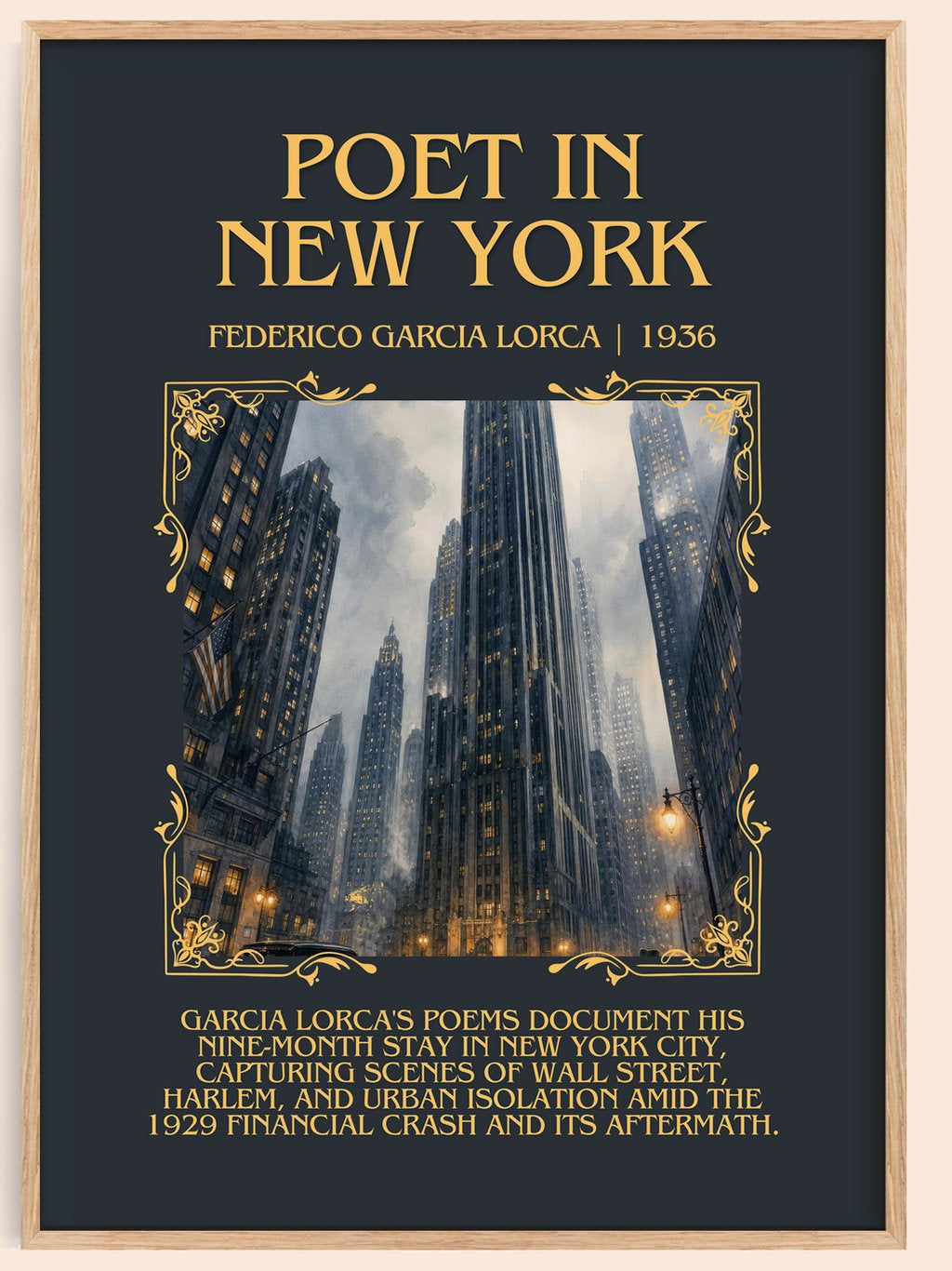 Poet in New York Minimalist Book Poster by Federico García Lorca – book poster