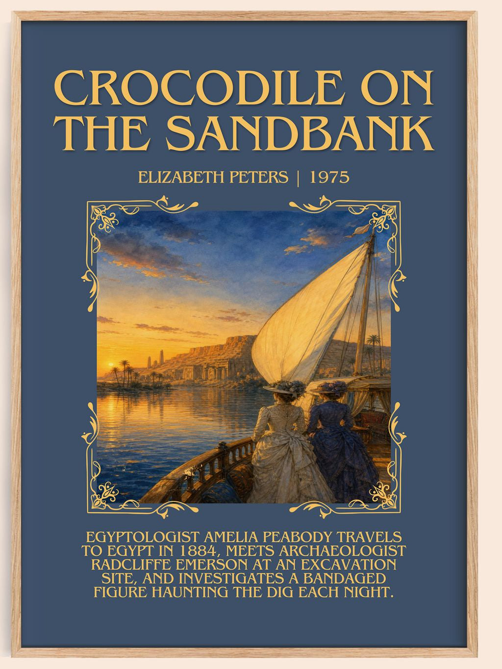 Crocodile on the sandbank Minimalist Book Poster by Elizabeth Peters – book poster