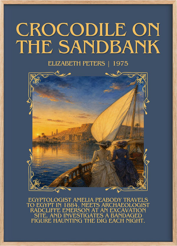 Crocodile on the sandbank Minimalist Book Poster by Elizabeth Peters