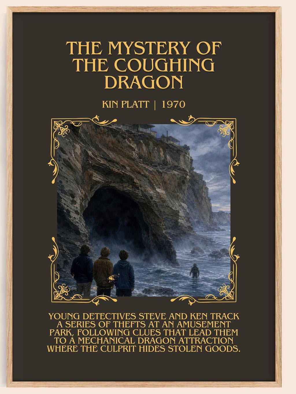 The Mystery of the Coughing Dragon Minimalist Book Poster by Kin Platt – book poster