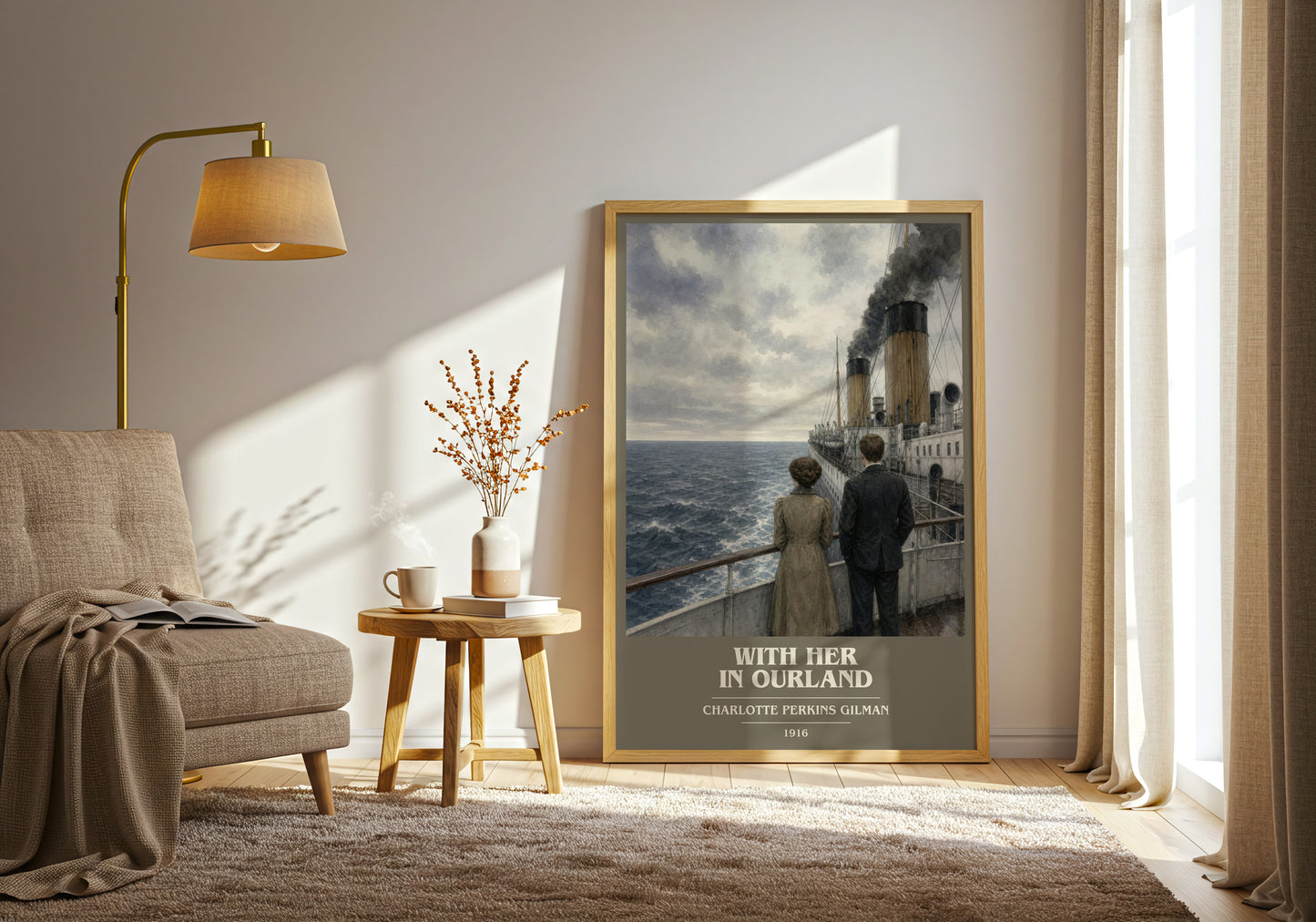 With Her In Ourland book cover print on bookshelf – Charlotte Perkins Gilman fan gift