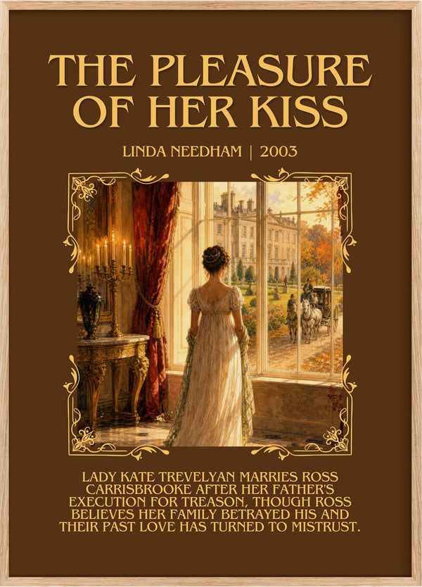 The Pleasure of Her Kiss Minimalist Book Poster by Linda Needham