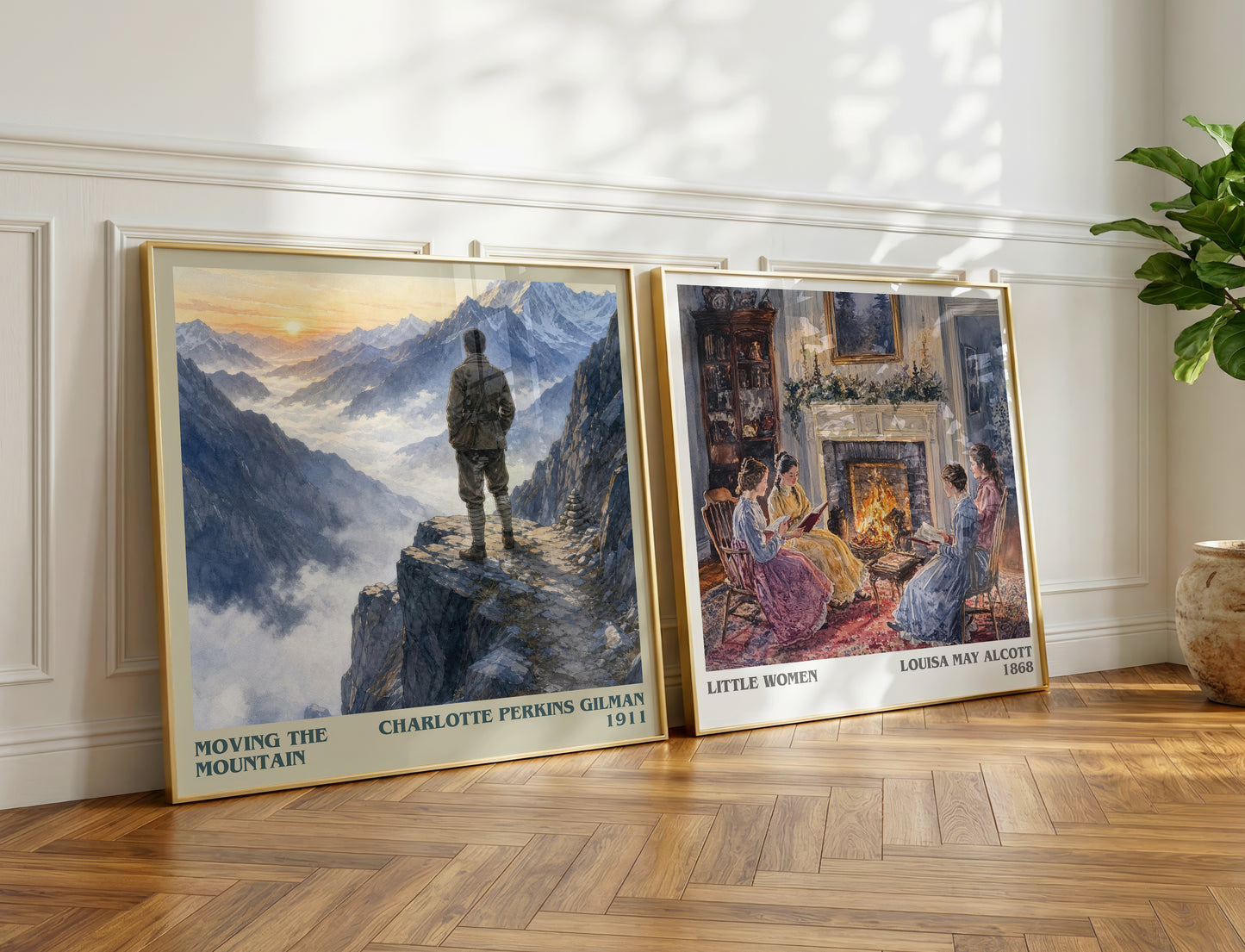 Moving The Mountain literary print on bookshelf – Charlotte Perkins Gilman fan gift