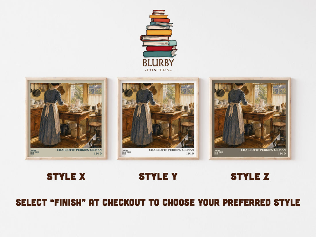What Diantha Did literary print in frame leaning in hallway – literary fiction wall art (mockup)