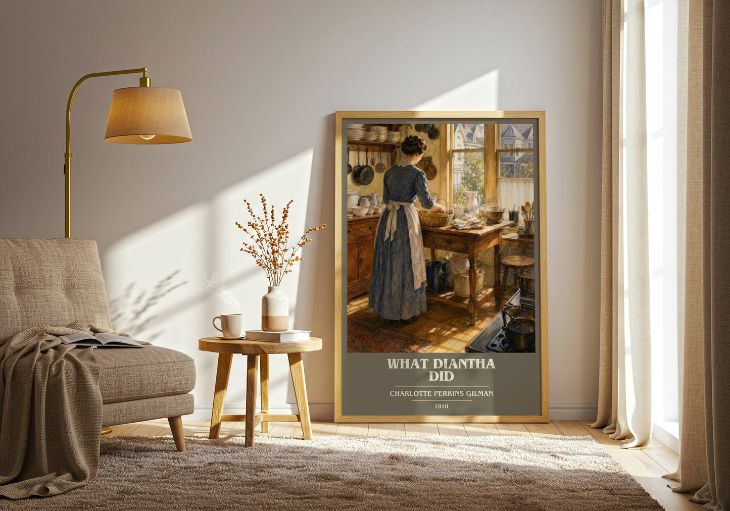 What Diantha Did book cover print on bookshelf – Charlotte Perkins Gilman fan gift