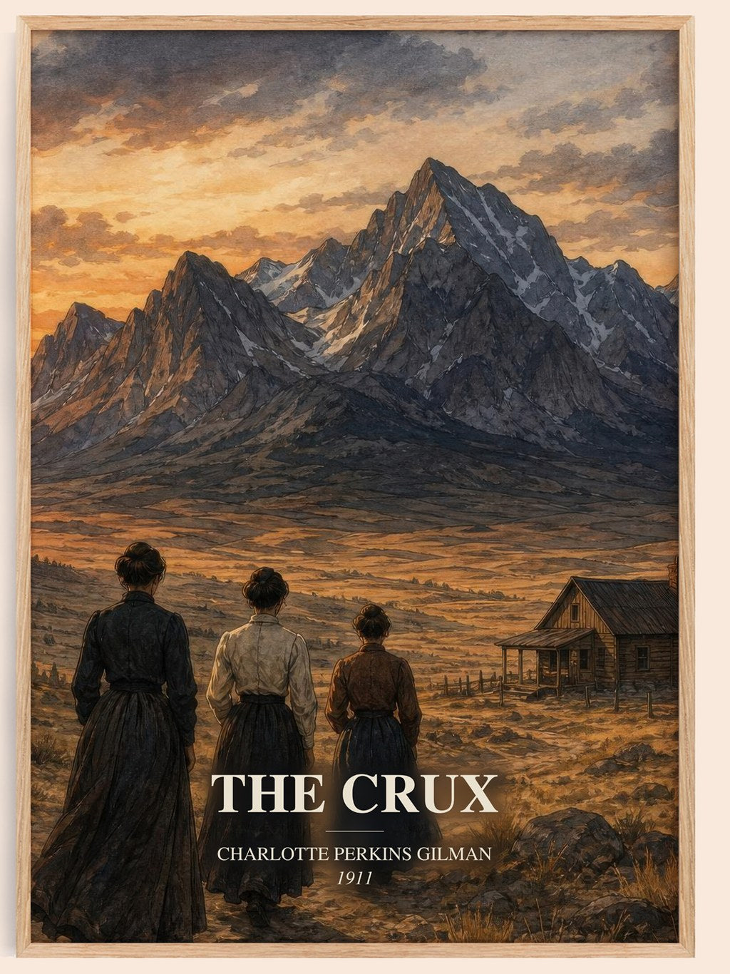 The Crux watercolour book poster by Charlotte Perkins Gilman – framed literary art print