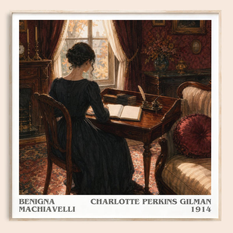 Benigna Machiavelli literary book poster by Charlotte Perkins Gilman – framed literary art print