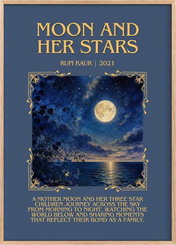 Moon and Her Stars Minimalist Book Poster by Rupi Kaur