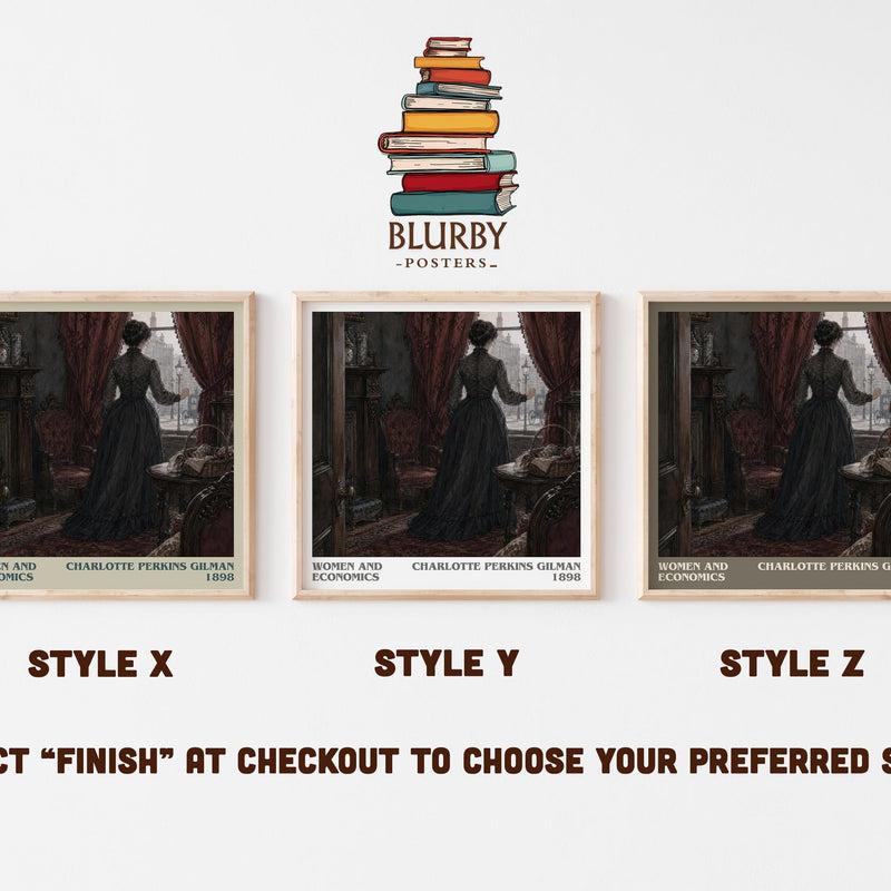 Women And Economics literary print in frame leaning in hallway – non fiction wall art