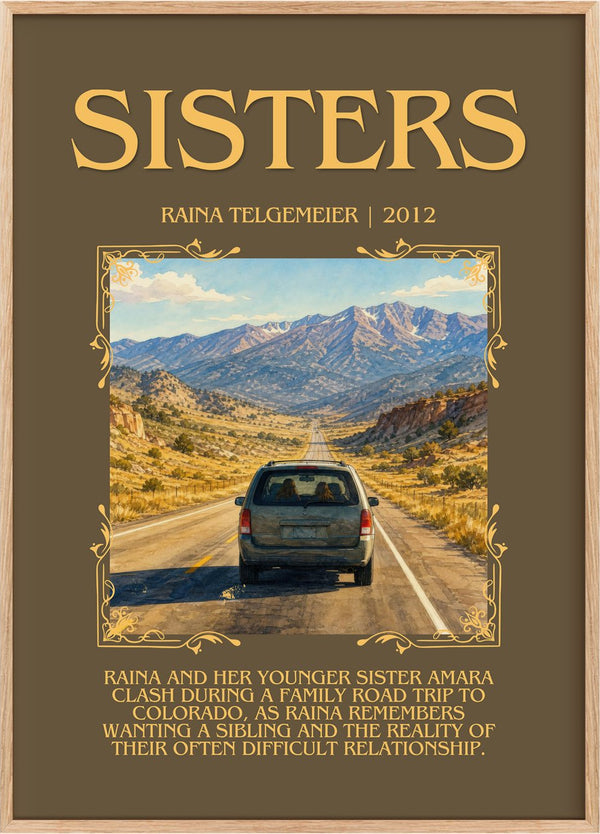 Sisters Minimalist Book Poster by Raina Telgemeier