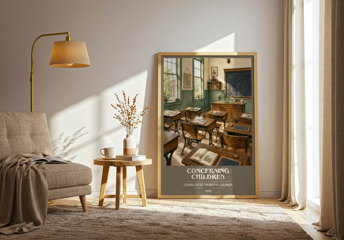 Concerning Children book cover print on bookshelf – Charlotte Perkins Gilman fan gift