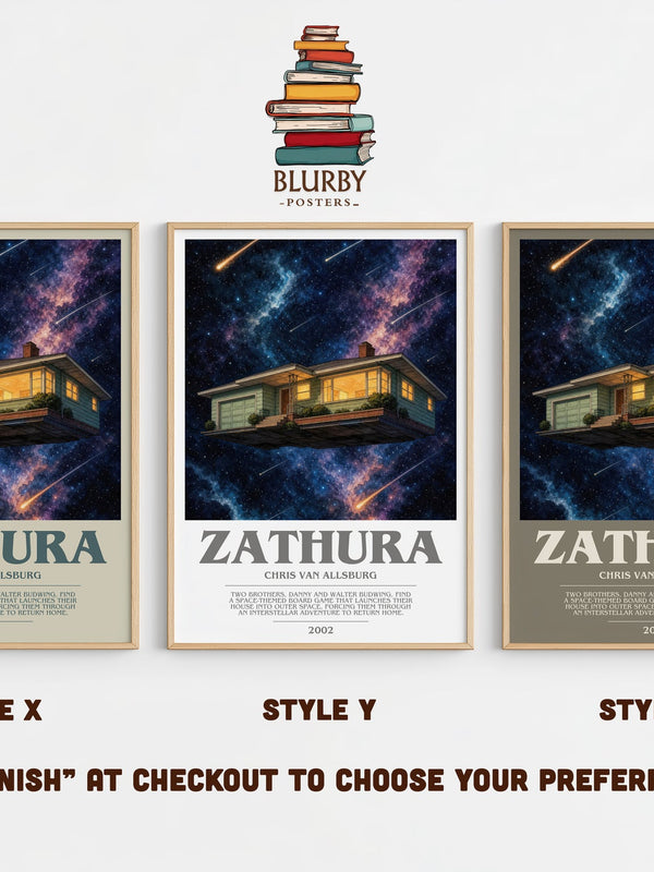 Zathura bookish print in frame leaning in hallway – childrens wall art